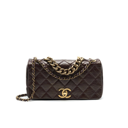 Chanel Calfskin Flap Bag with Chain Burgundy