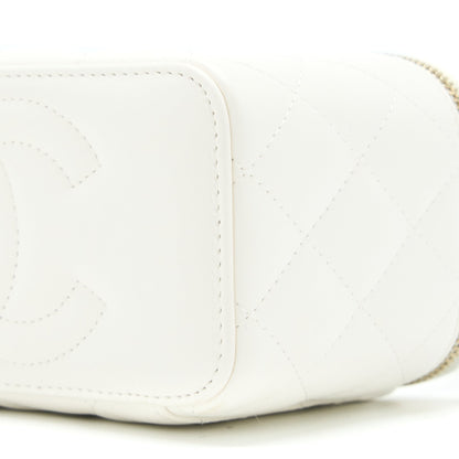Chanel Pearl Crush Long Vanity Case Lambskin White Brushed