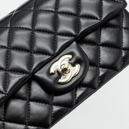 Chanel Top Handle Mini Rectangular Flap Bag Lambskin Black L(Microchip)