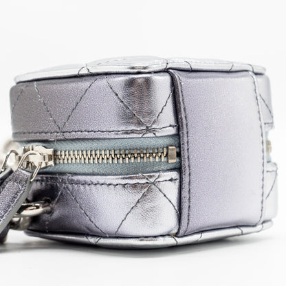 Chanel Mini Vanity with Giant Chain lambskin metallic grey