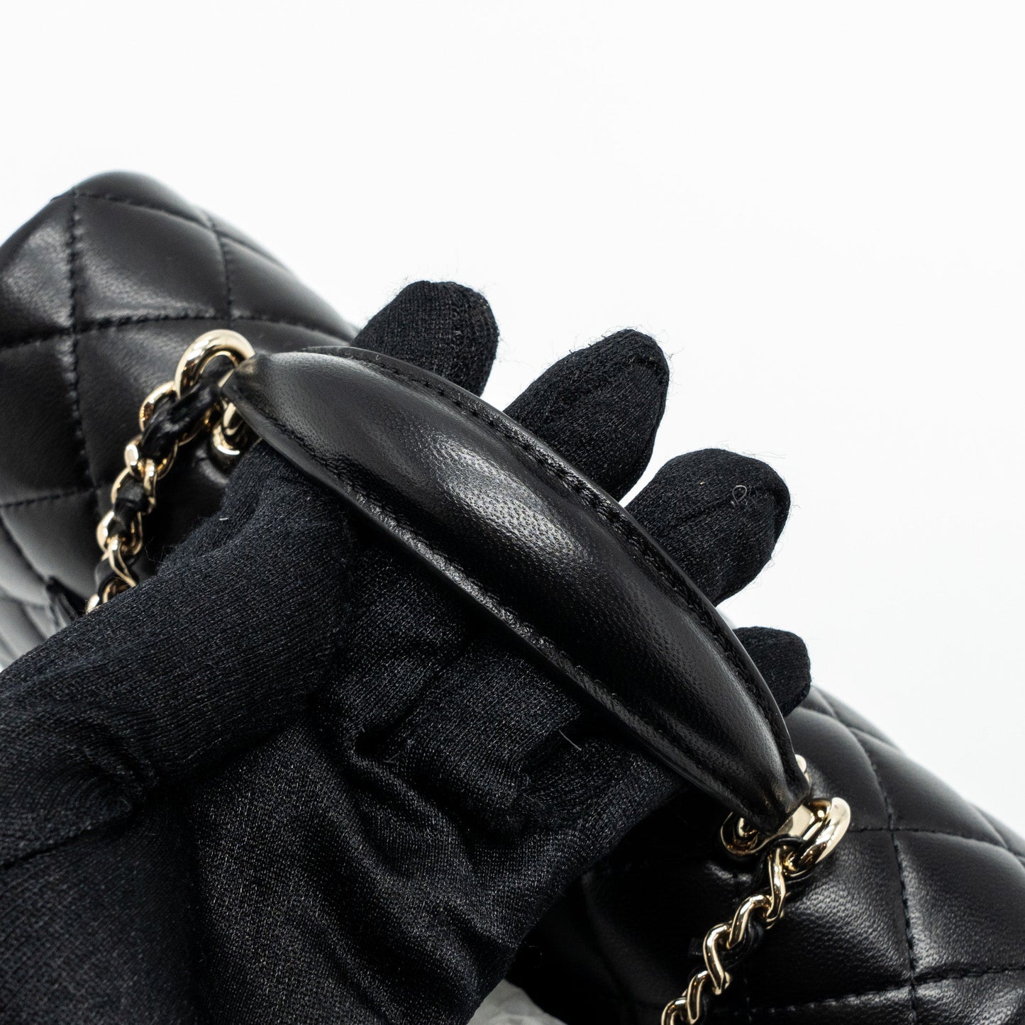 Chanel Top Handle Mini Rectangular Flap Bag Lambskin Black L(Microchip)