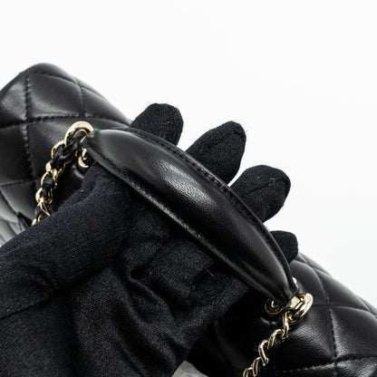 Chanel Top Handle Mini Rectangular Flap Bag Lambskin Black L(Microchip)
