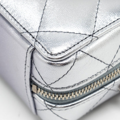 Chanel Mini Vanity with Giant Chain lambskin metallic grey