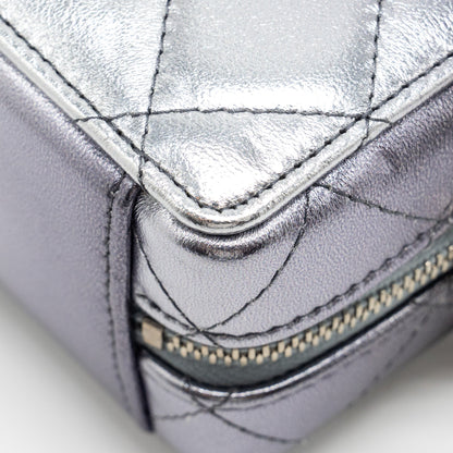 Chanel Mini Vanity with Giant Chain lambskin metallic grey