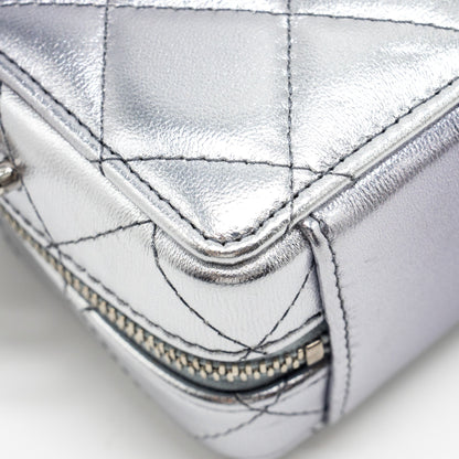 Chanel Mini Vanity with Giant Chain lambskin metallic grey