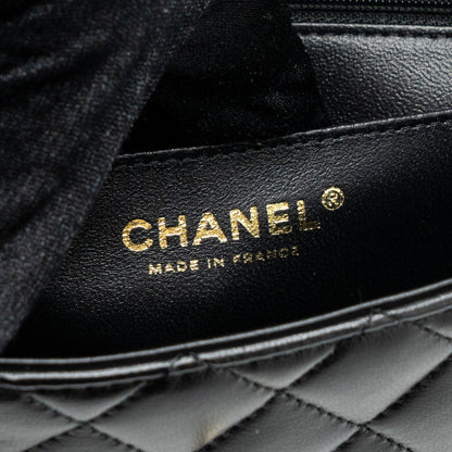 Chanel Top Handle Mini Rectangular Flap Bag Lambskin Black L(Microchip)