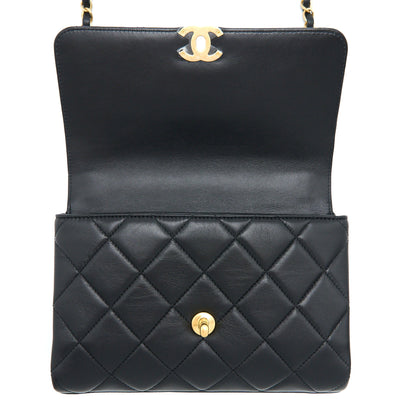 Chanel 22S Letter/Crystal Handle Flap Bag Lambskin Black Brushed (Microchip)