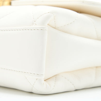 Chanel Quilted Flap Bag with Letter Chain Lambskin White  (Microchip)