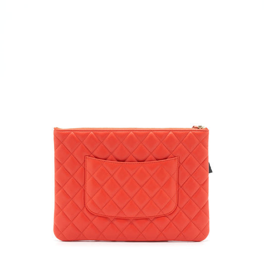 Chanel Habana O Case Pouch Lambskin Red