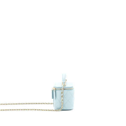 Chanel 22P Top Handle Mini Vanity With Chain Lambskin Light Blue L
