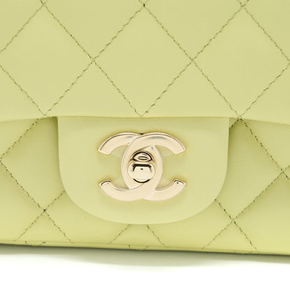 Chanel 23C Mini Square Flap Bag Lambskin Light Green L (Microchip)
