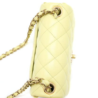 Chanel 23C Mini Square Flap Bag Lambskin Light Green L (Microchip)
