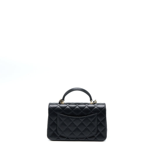 Chanel Top Handle Mini Rectangular Lambskin Black L (Microchip)