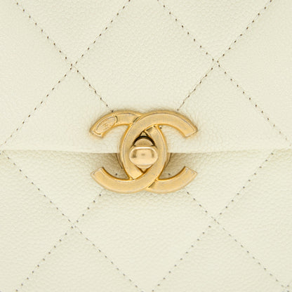 Chanel 22P Flap Backpack Caviar White Brushed  (Microchip)