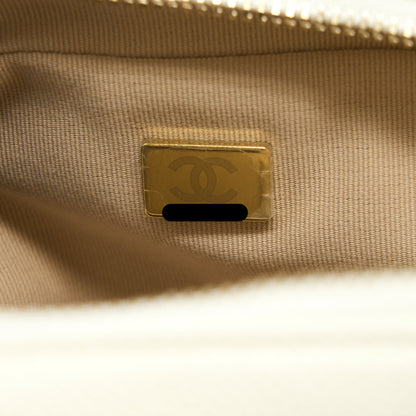 Chanel 22P Flap Backpack Caviar White Brushed  (Microchip)