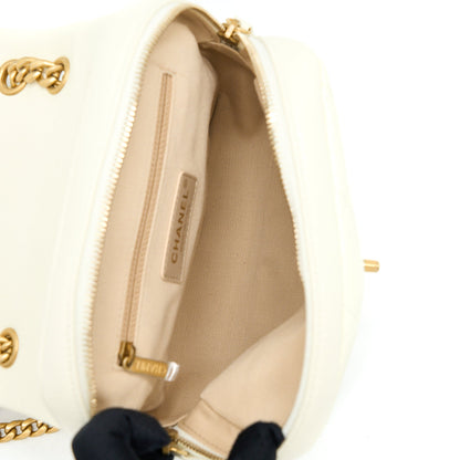 Chanel 22P Flap Backpack Caviar White Brushed  (Microchip)