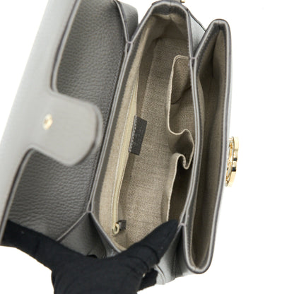 Gucci GG Top Handle Bag Caflskin Grey L