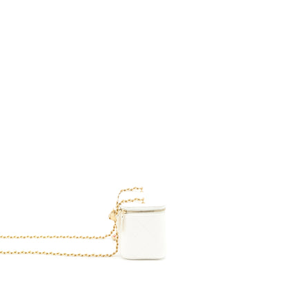 Chanel Pearl Crush Long Vanity Case Lambskin White Brushed