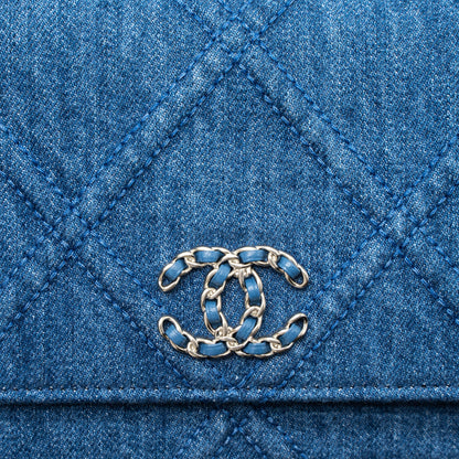 Chanel 19 Wallet On Chain Denim Blue Multicolor Hardware (Microchip)