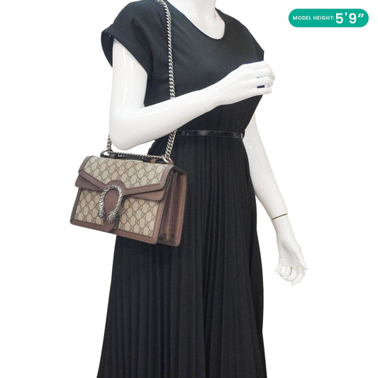 GUCCI Dionysus GG Supreme Canvas Top Handle Shoulder Bag Beige 621512