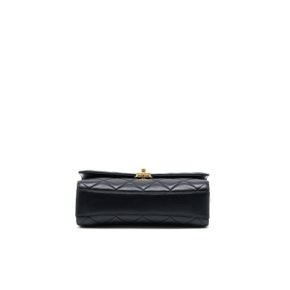 Chanel 22S Letter/Crystal Handle Flap Bag Lambskin Black Brushed (Microchip)