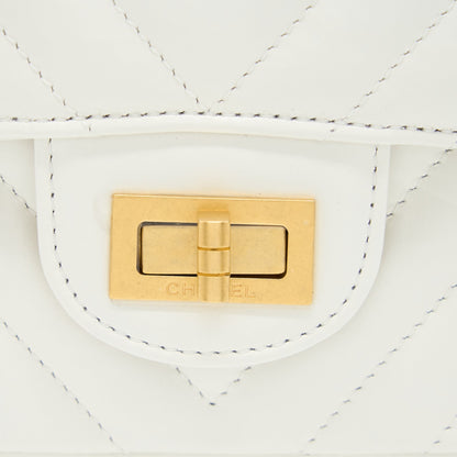 Chanel Mini 2.55 Reissue Chevron Flap Bag Aged Calfskin White Brushed  (Microchip)