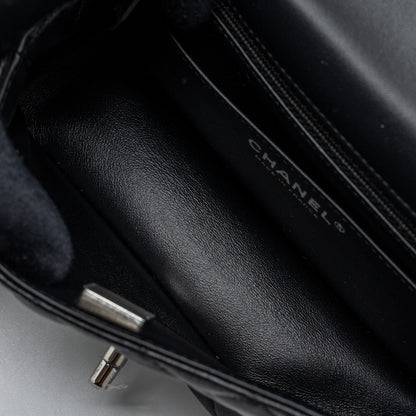 Chanel mini rectangular flap bag lambskin black  (Microchip)