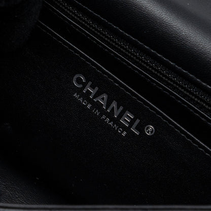 Chanel mini rectangular flap bag lambskin black  (Microchip)