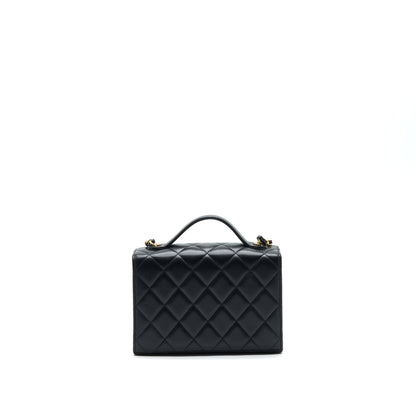 Chanel 21K Gold Metal Mini Flap Bag With Handle Black