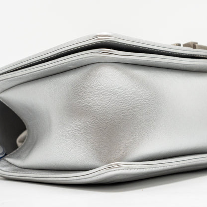 Chanel Medium Boy Bag Lambskin Silver