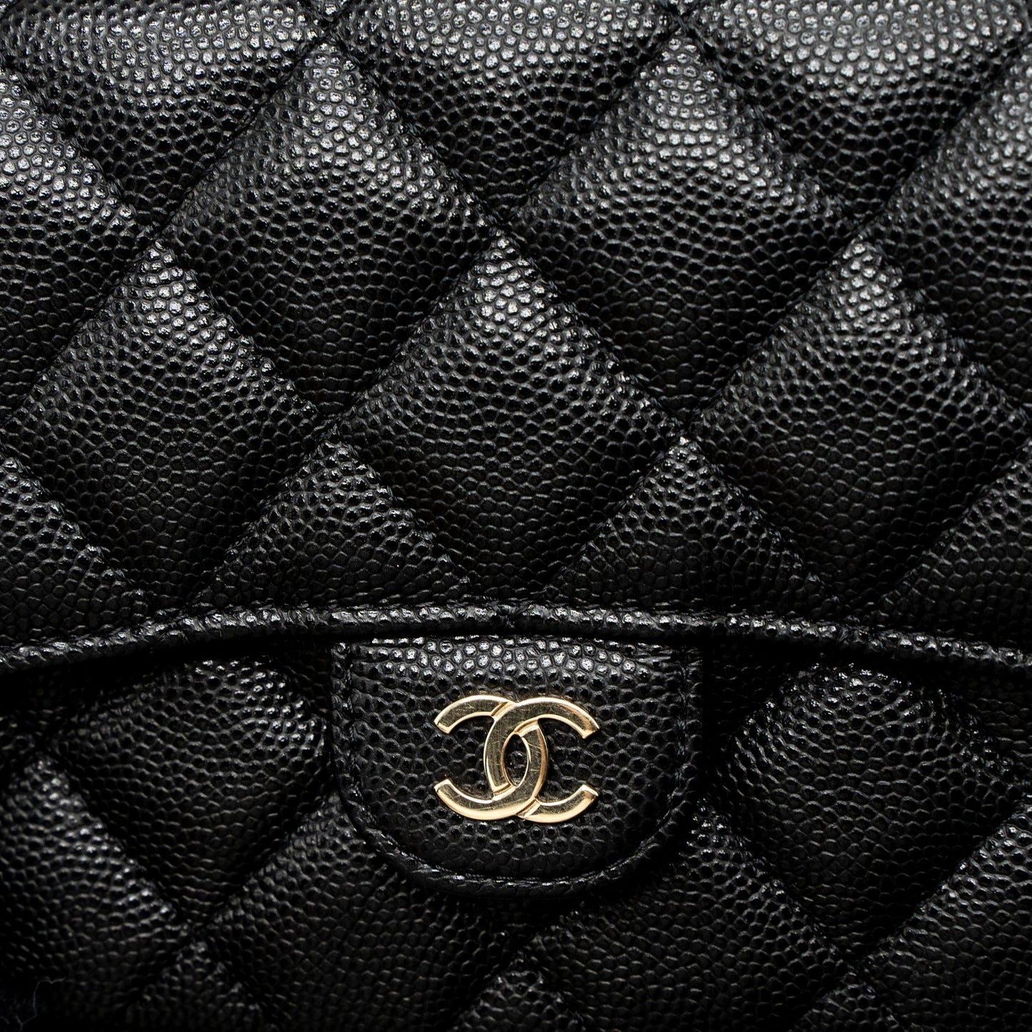 Chanel Double Pocket Wallet on Chain Caviar Black L (Microchip)