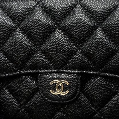 Chanel Double Pocket Wallet on Chain Caviar Black L (Microchip)