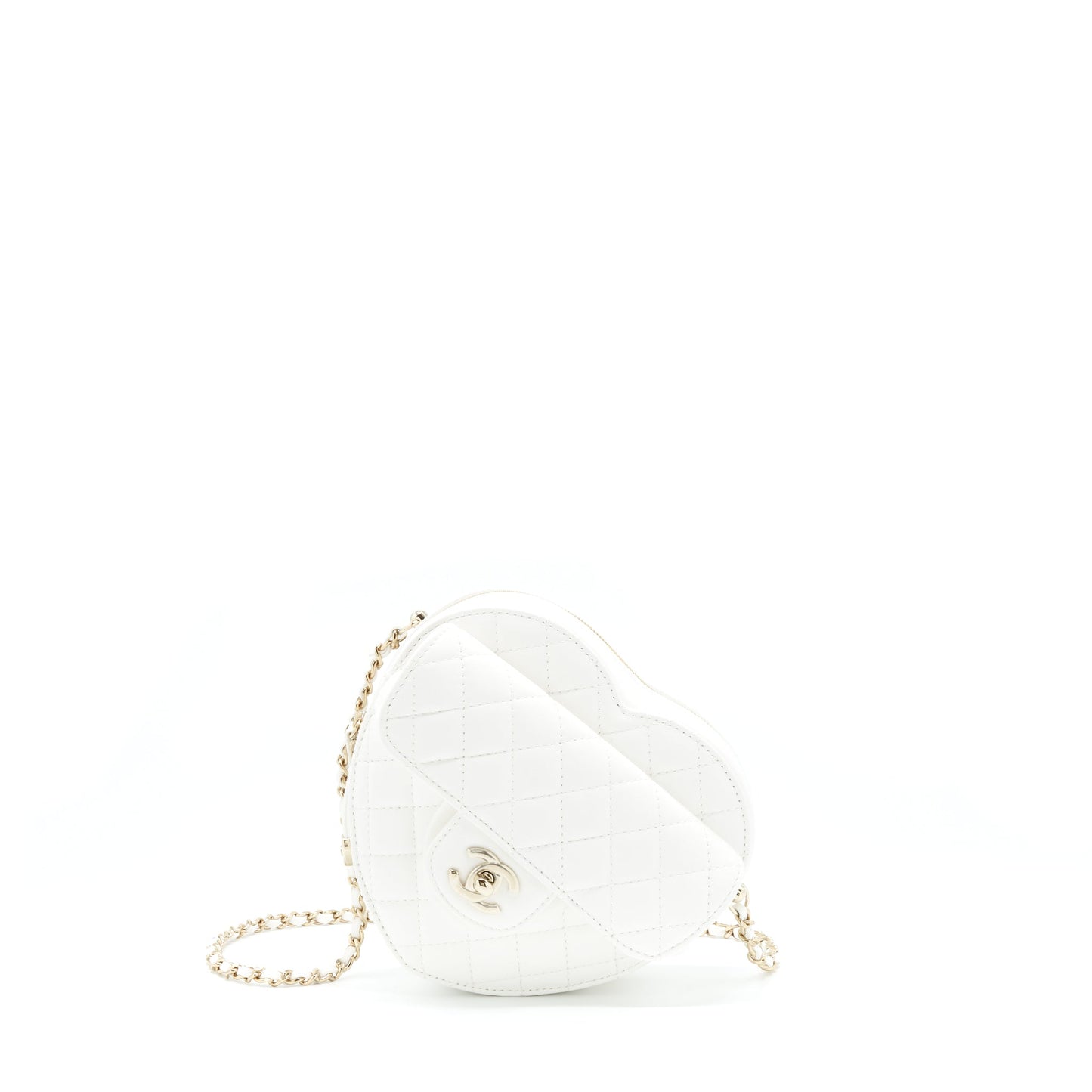 Chanel 22S Heart Bag Lambskin White L
