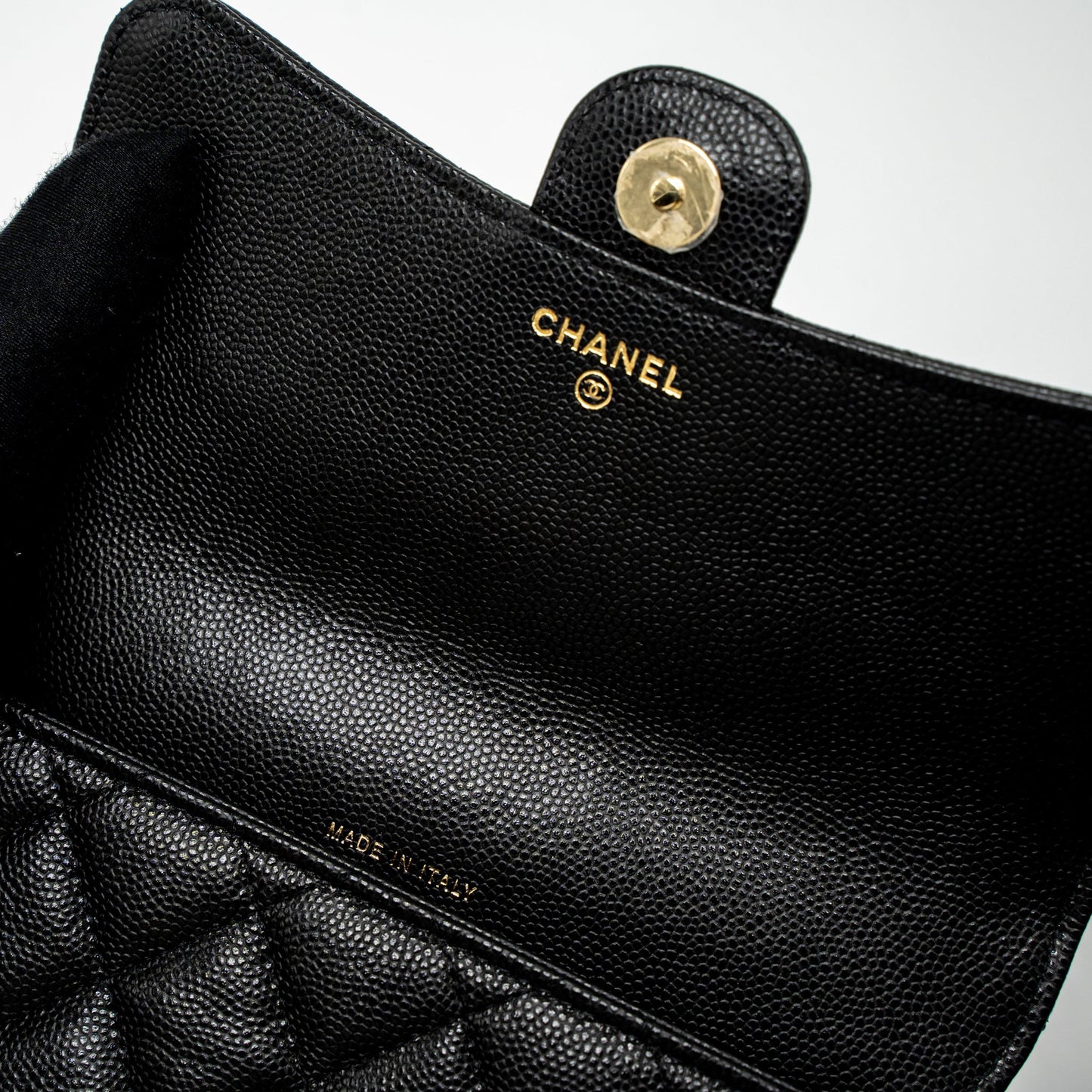 Chanel Double Pocket Wallet on Chain Caviar Black L (Microchip)