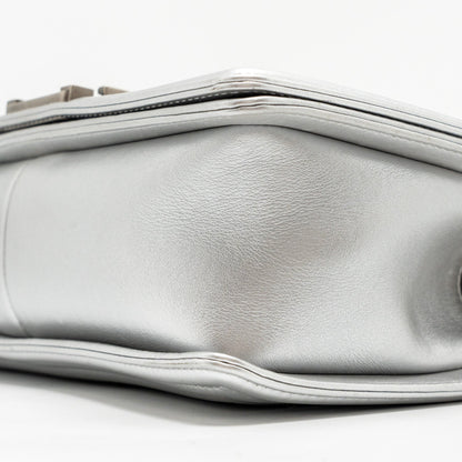 Chanel Medium Boy Bag Lambskin Silver
