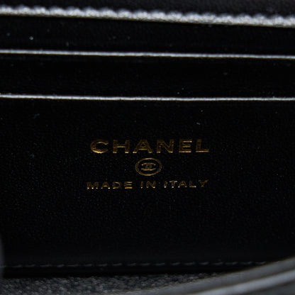 Chanel 22B Flap Bag With Enamel/CC Logo Top Handle Lambskin Black Brushed