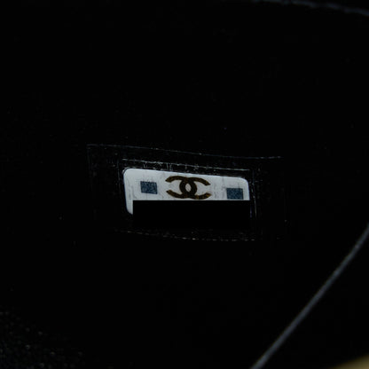 Chanel 22B Flap Bag With Enamel/CC Logo Top Handle Lambskin Black Brushed
