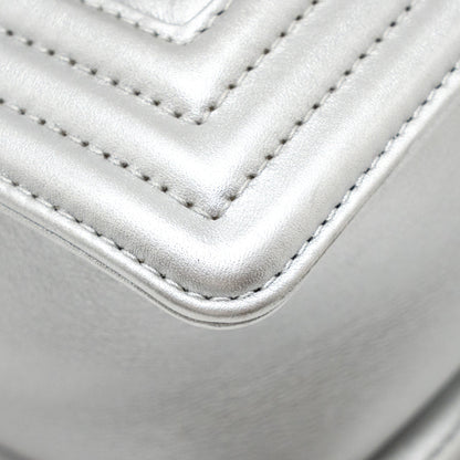 Chanel Medium Boy Bag Lambskin Silver