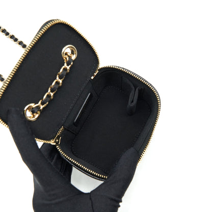 Chanel Mini Vanity With Camellia Chain Lambskin Black L