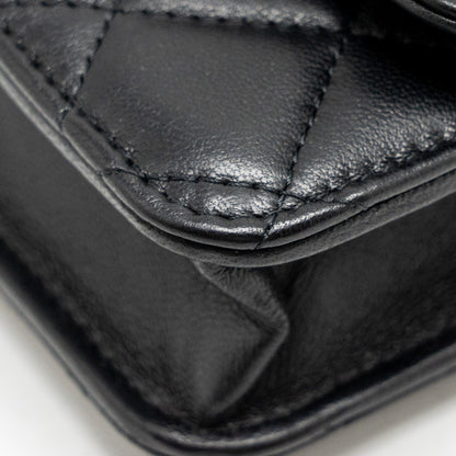 Chanel Pearl Crush Mini Flap Wallet with Chain Lambskin Black  (Microchip)