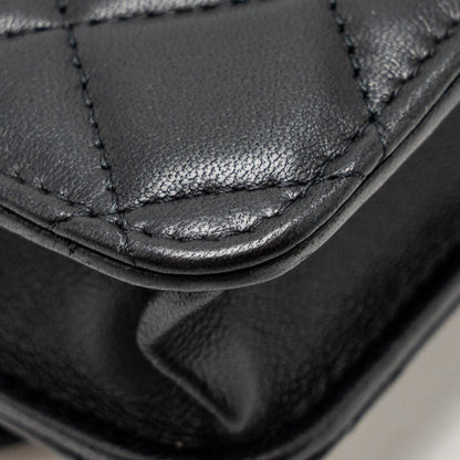 Chanel Pearl Crush Mini Flap Wallet with Chain Lambskin Black  (Microchip)