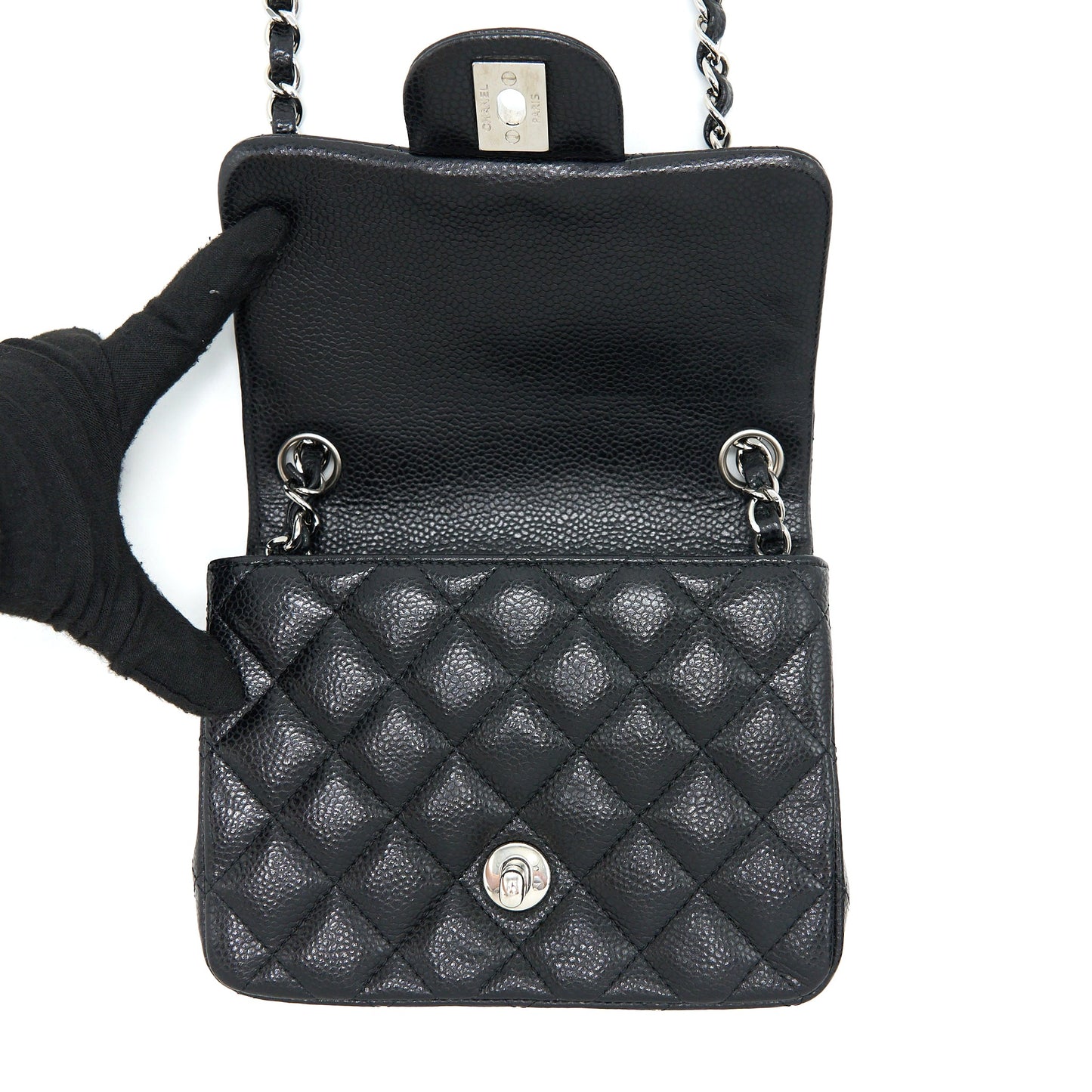 Chanel Classic Mini Square Flap Bag Caviar Black
