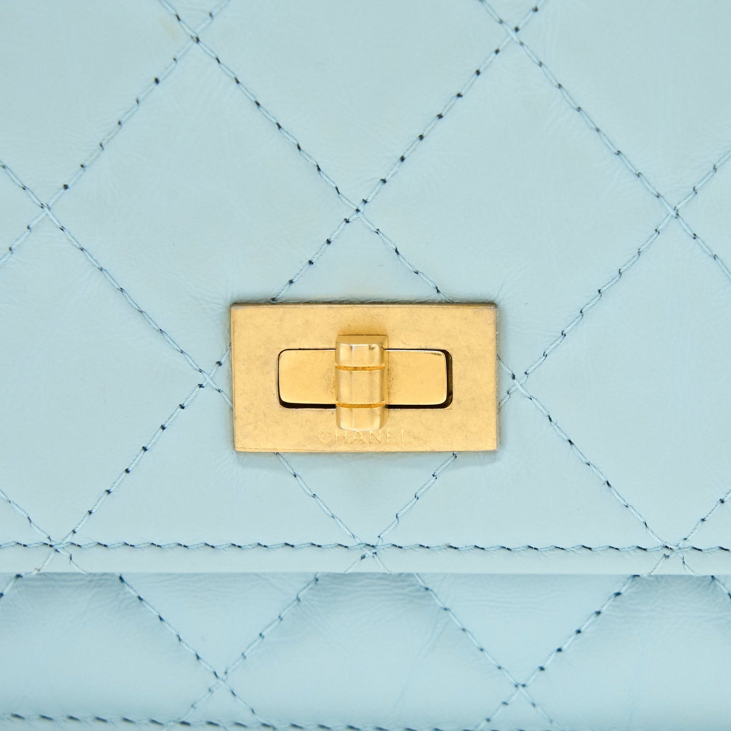 Chanel 2.55 Reissue Wallet On Chain Aged Calfskin Light Blue Brushed  (Microchip)