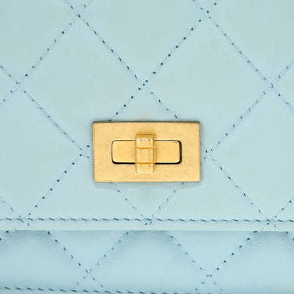 Chanel 2.55 Reissue Wallet On Chain Aged Calfskin Light Blue Brushed  (Microchip)