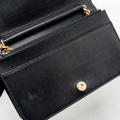 CHANEL Boy Wallet On Chain Lambskin Black Brushed