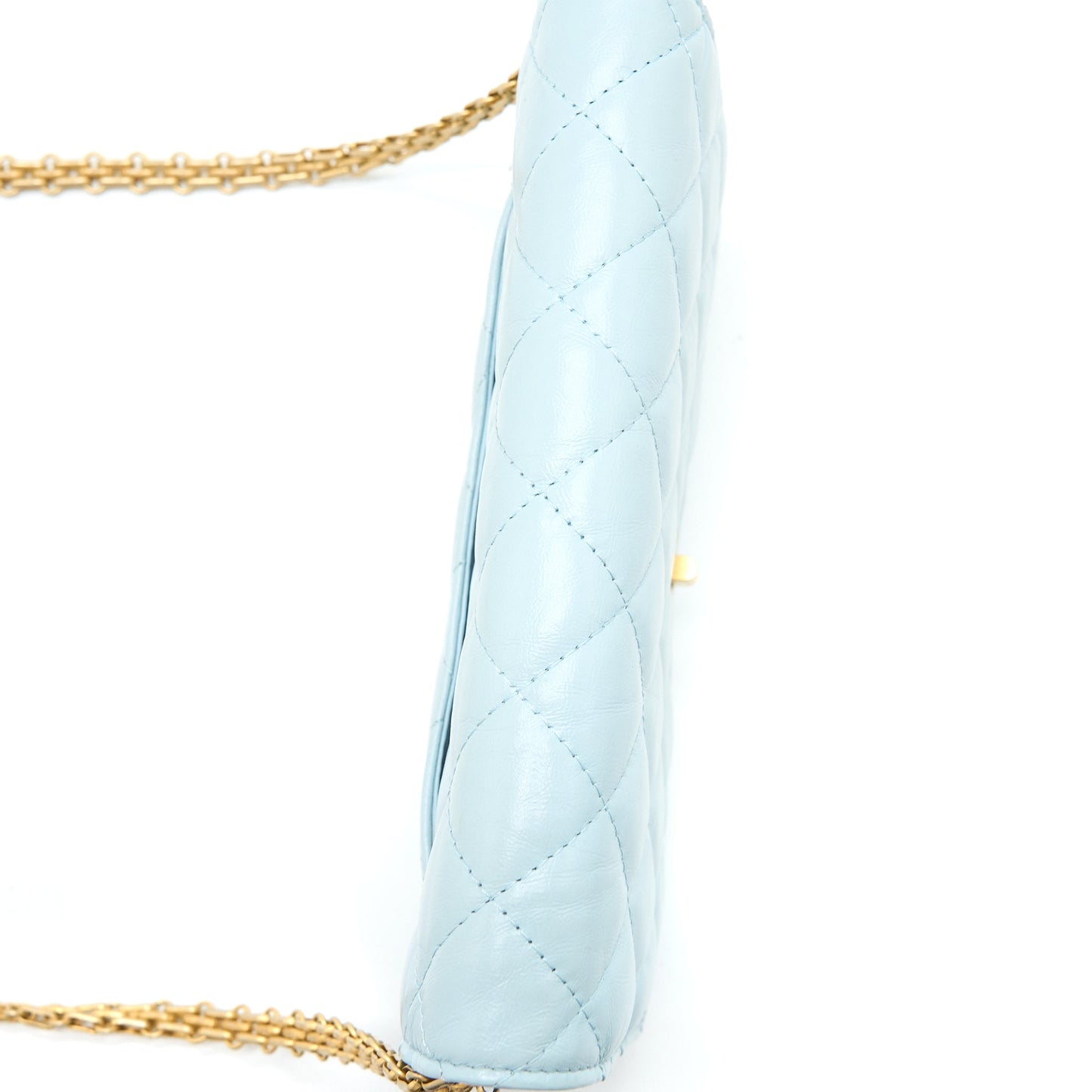 Chanel 2.55 Reissue Wallet On Chain Aged Calfskin Light Blue Brushed  (Microchip)