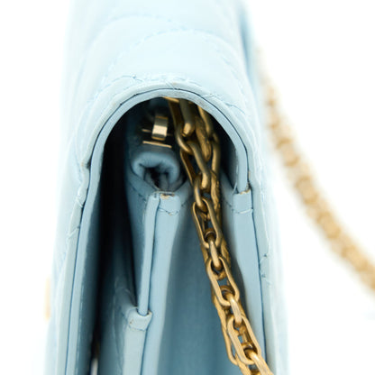 Chanel 2.55 Reissue Wallet On Chain Aged Calfskin Light Blue Brushed  (Microchip)