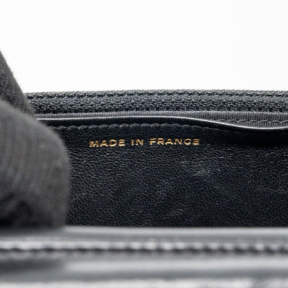 CHANEL Boy Wallet On Chain Lambskin Black Brushed