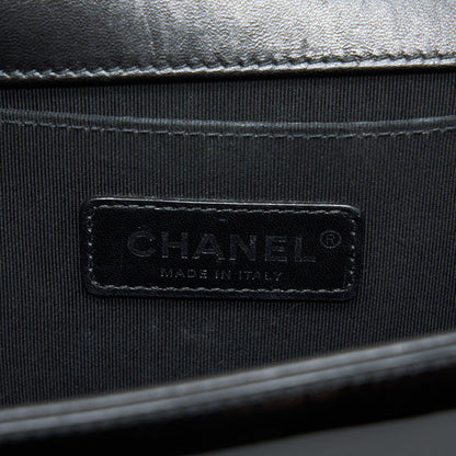 Chanel Medium Boy Bag Chevron Limited Patent Black