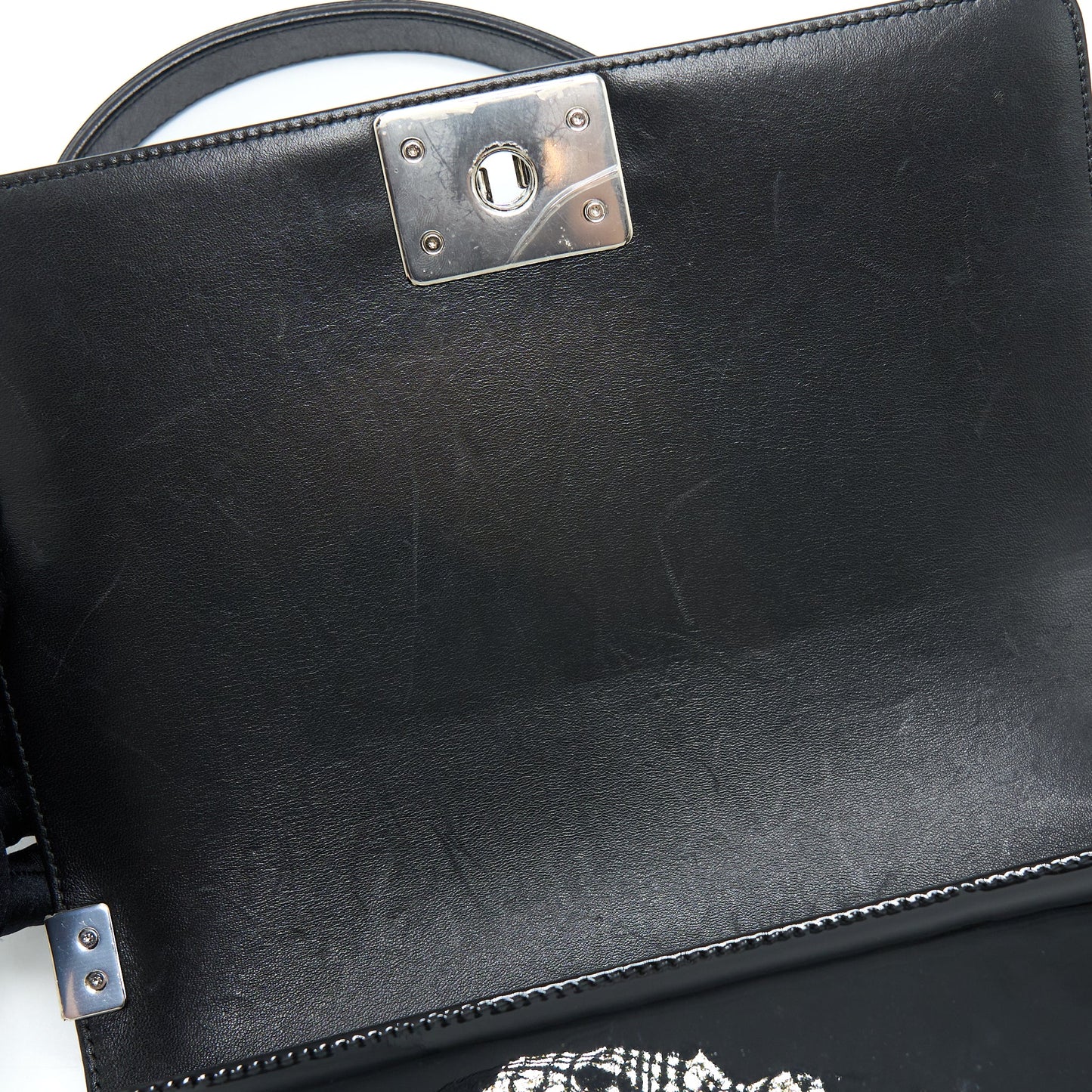 Chanel Medium Boy Bag Chevron Limited Patent Black